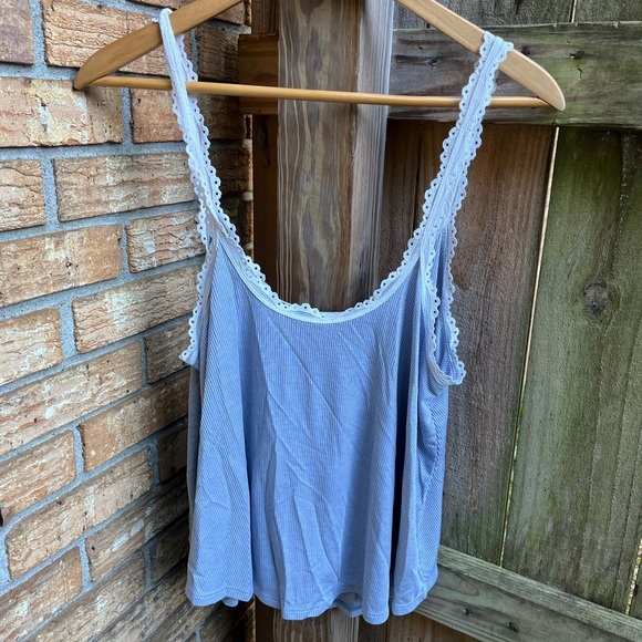 Victoria's Secret Blue Camisole with White Lace Trim - Picture 3 of 3